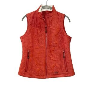 Isis Women's Orang Embroidered Flowers Swirls Quilted Full Zip Vest Sz 4 Jacket